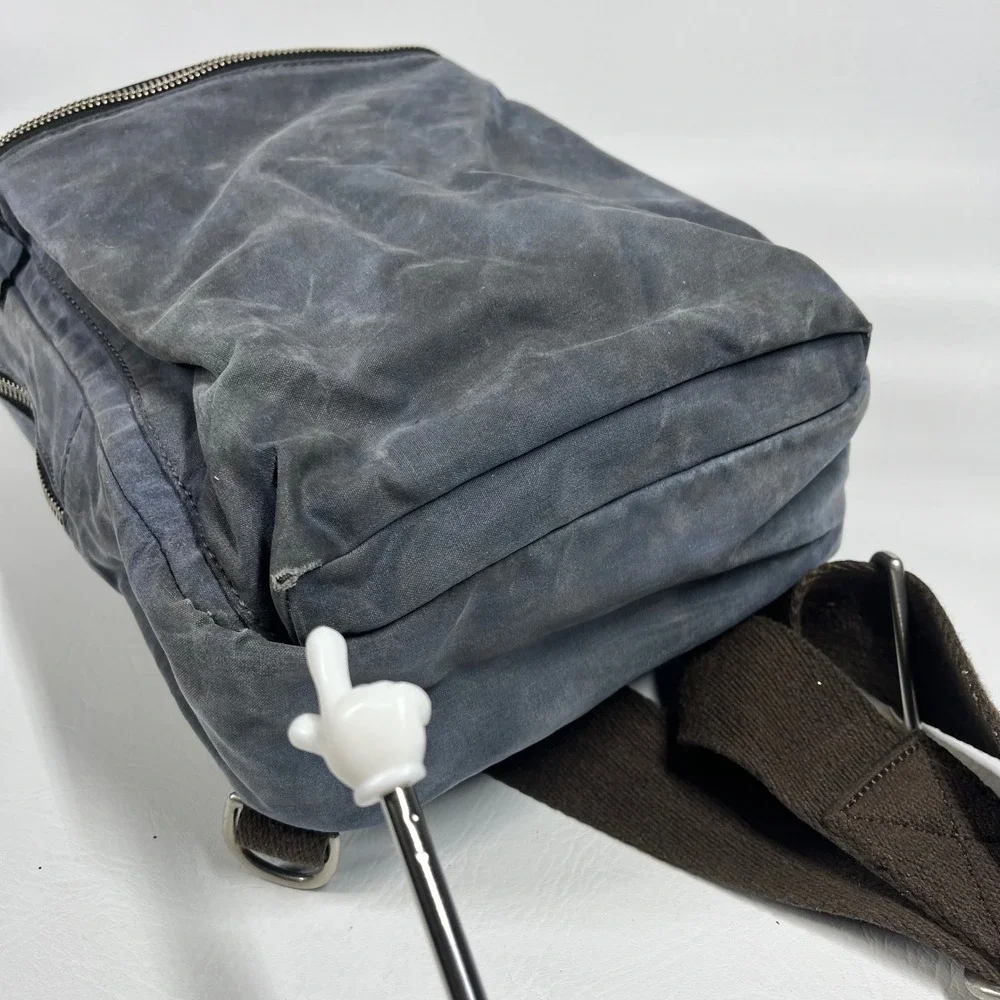 Kolo Bag Company Organic Cotton Waxed Canvas Sling Backpack Blue Gray Crossbody